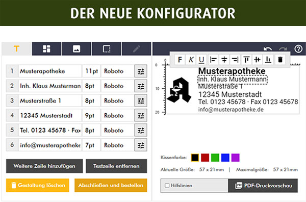 Neuer komfortabler Konfigurator mit intuitiver Benutzerführung und zeilenbasierter Texteingabe